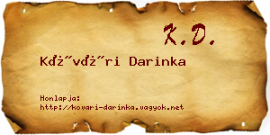 Kővári Darinka névjegykártya